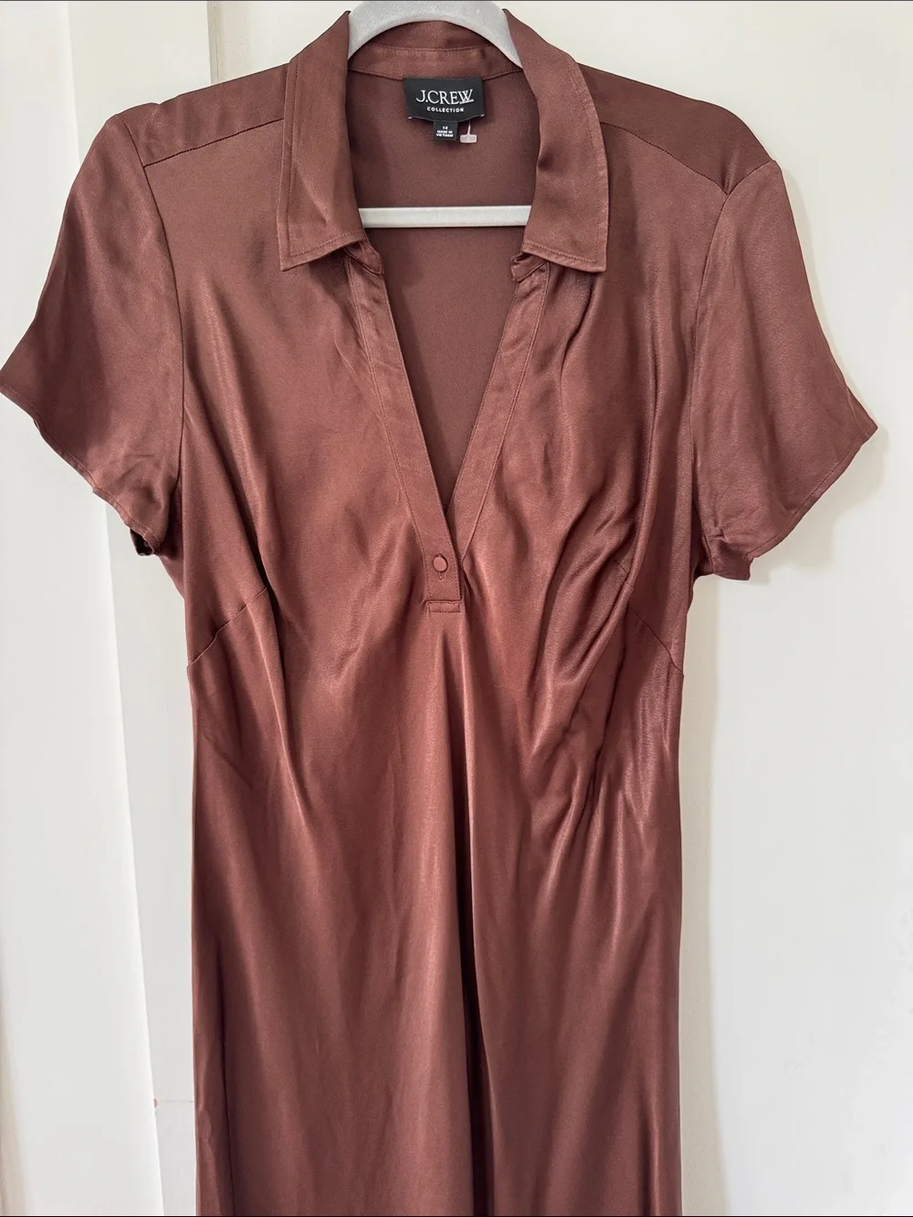 NEW J Crew Collection Short Sleeve Maxi Slip Dress In Luster Crepe Size 14